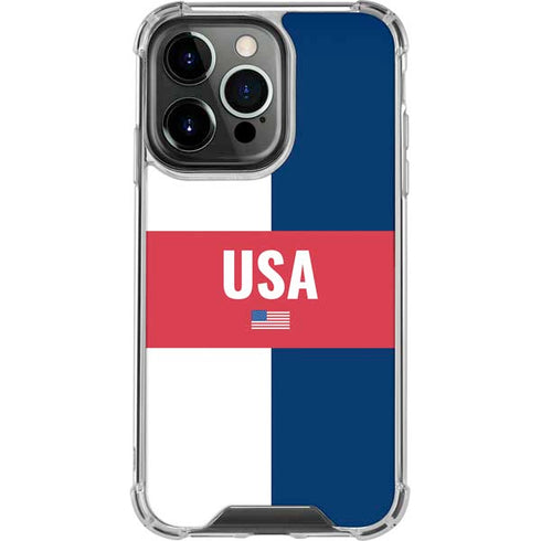 USA Flag Color Block iPhone 15 Pro Clear Case