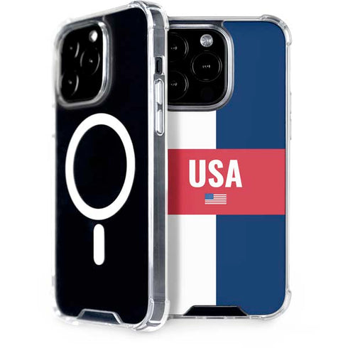 USA Flag Color Block iPhone 15 Pro MagSafe Case