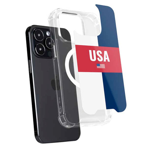 USA Flag Color Block iPhone 15 Pro MagSafe Case