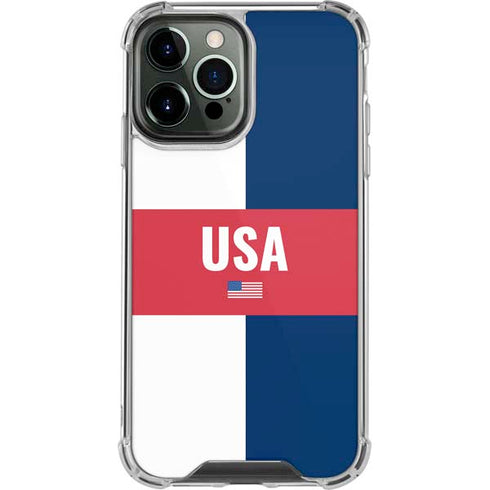 USA Flag Color Block iPhone 15 Pro Max Clear Case