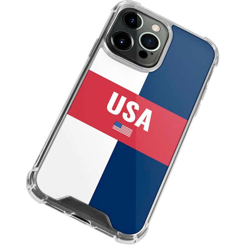 USA Flag Color Block iPhone 14 Pro Max Clear Case