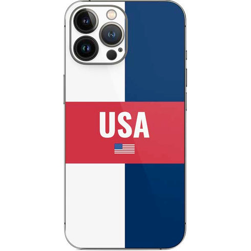 USA Flag Color Block iPhone 14 Pro Max Skin