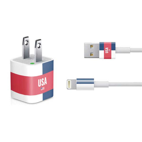 USA Flag Color Block iPhone Charger (5W USB) Skin