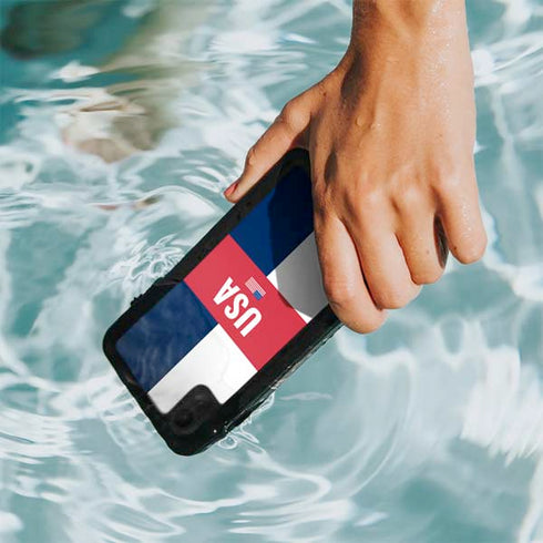 USA Flag Color Block iPhone XR Waterproof Case