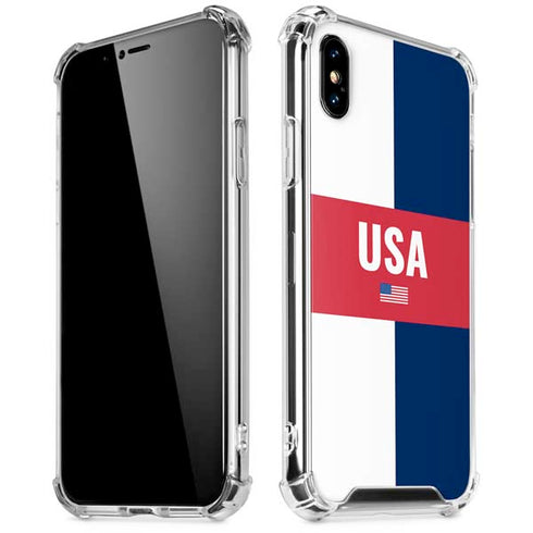 USA Flag Color Block iPhone XS Max Clear Case
