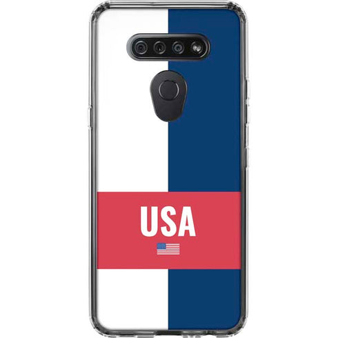 USA Flag Color Block LG K51/Q51 Clear Case