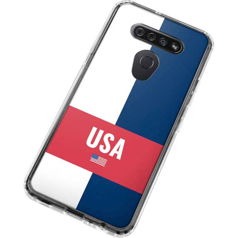 USA Flag Color Block LG K51/Q51 Clear Case