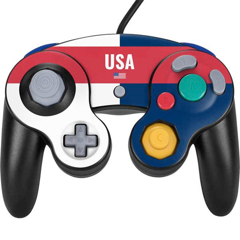 USA Flag Color Block Nintendo GameCube Controller Skin