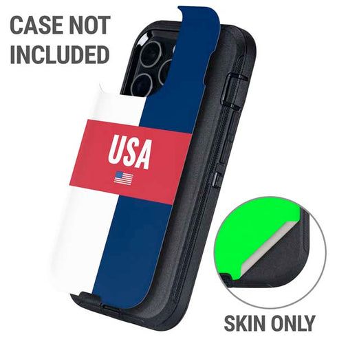 USA Flag Color Block Otterbox Defender iPhone Skin