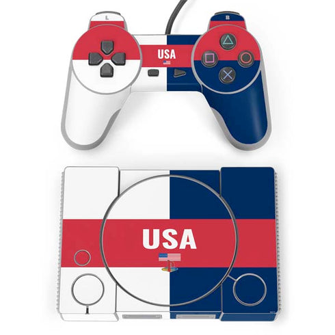 USA Flag Color Block PlayStation Classic Bundle Skin