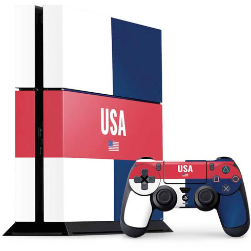 USA Flag Color Block PS4 Console and Controller Bundle Skin