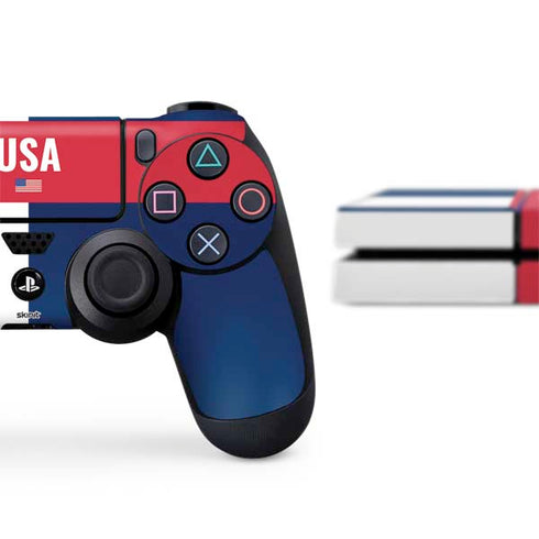 USA Flag Color Block PS4 Console and Controller Bundle Skin