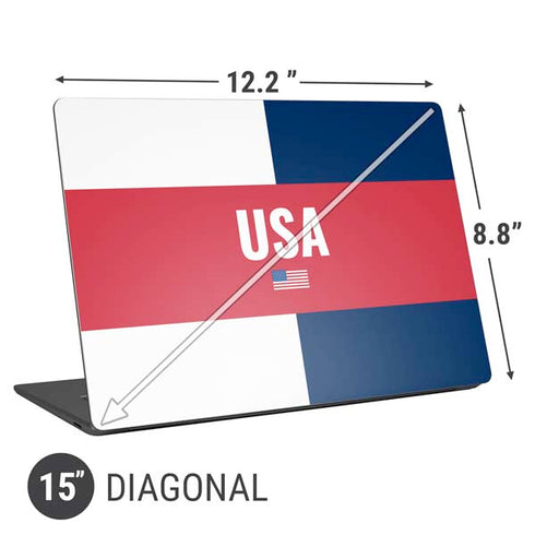 USA Flag Color Block Universal Laptop 15in (12.2 x 8.8in) Skin