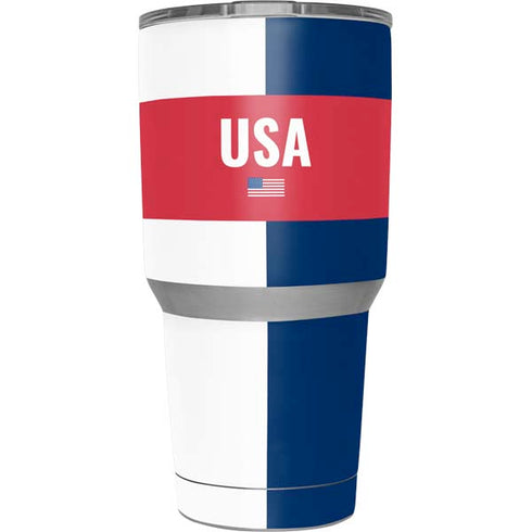 USA Flag Color Block Yeti 30oz Rambler Tumbler Skin