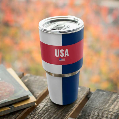USA Flag Color Block Yeti 30oz Rambler Tumbler Skin