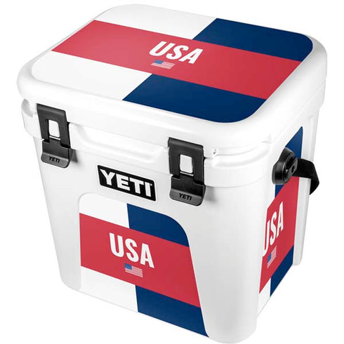 USA Flag Color Block YETI Roadie 24 Hard Cooler Skin