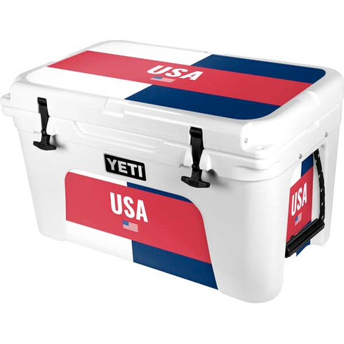 USA Flag Color Block YETI Tundra 45 Hard Cooler Skin