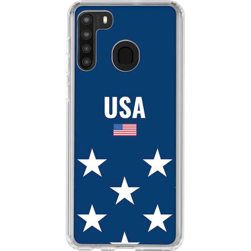 USA Flag Stars Galaxy A21 Clear Case
