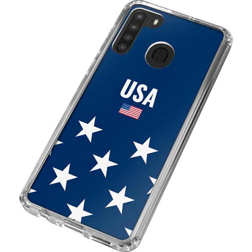 USA Flag Stars Galaxy A21 Clear Case