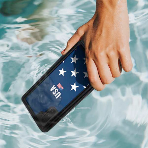 USA Flag Stars Galaxy Note 10 Waterproof Case