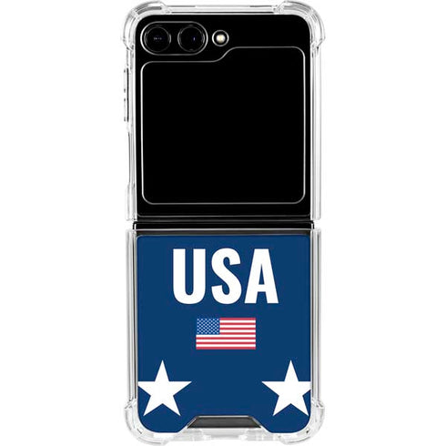 USA Flag Stars Galaxy Z Flip5 5G Clear Case