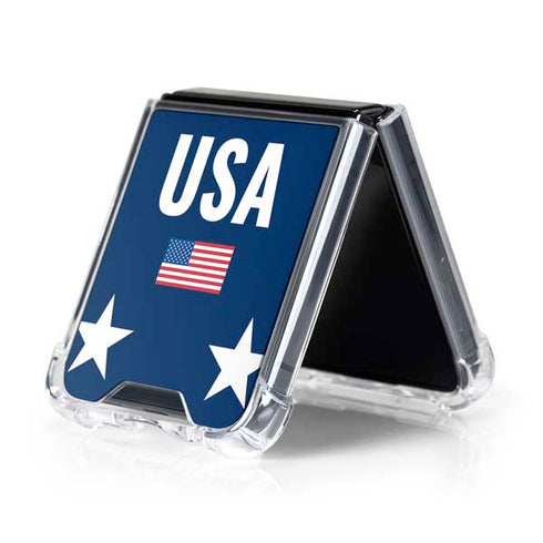USA Flag Stars Galaxy Z Flip5 5G Clear Case