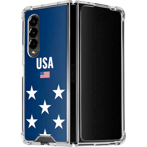 USA Flag Stars Galaxy Z Fold4 5G Clear Case