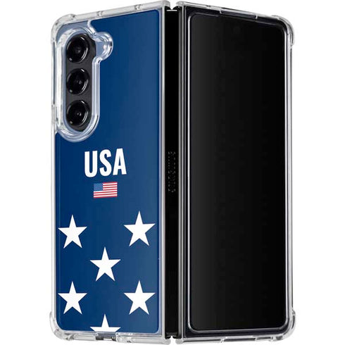 USA Flag Stars Galaxy Z Fold5 5G Clear Case