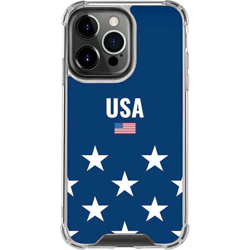 USA Flag Stars iPhone 14 Pro Clear Case