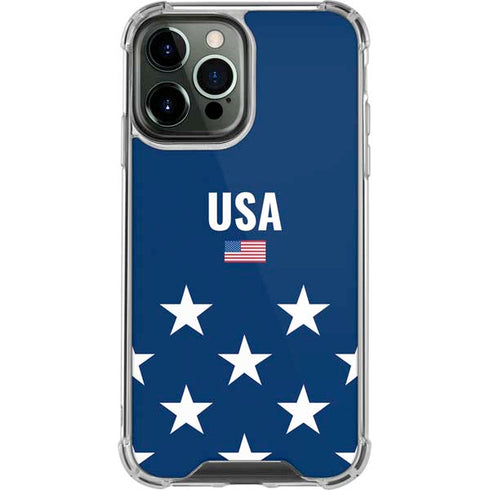 USA Flag Stars iPhone 14 Pro Max Clear Case