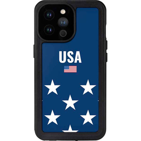 USA Flag Stars iPhone 14 Pro Max Waterproof Case