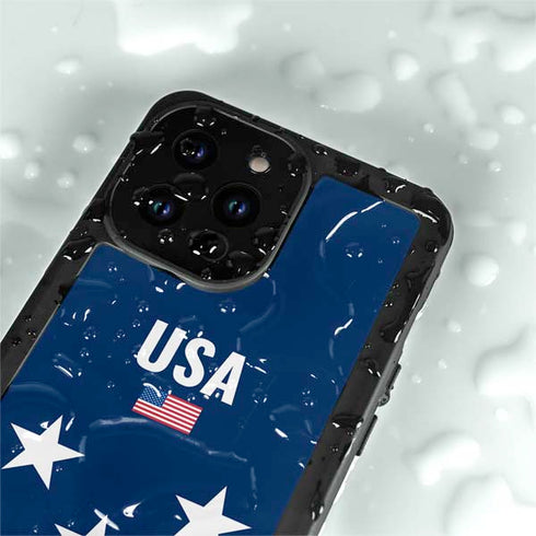 USA Flag Stars iPhone 14 Pro Max Waterproof Case