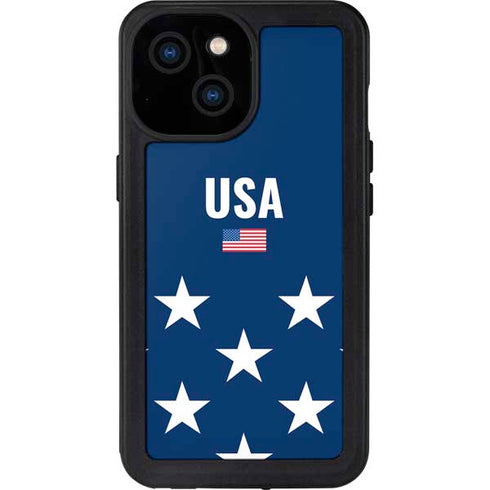 USA Flag Stars iPhone 15 Waterproof Case