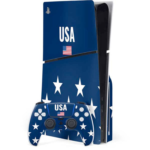 USA Flag Stars PS5 Slim Disk Bundle Skin
