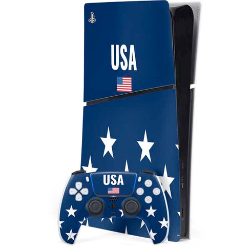 USA Flag Stars PS5 Slim Digital Edition Bundle Skin
