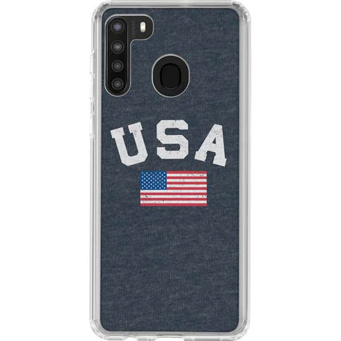 USA with American Flag Galaxy A21 Clear Case