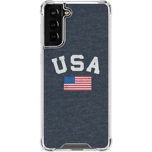 USA with American Flag Galaxy S21 FE Clear Case