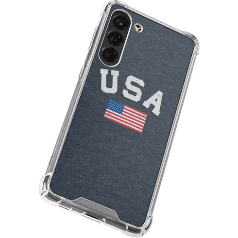 USA with American Flag Galaxy S23 Plus Clear Case