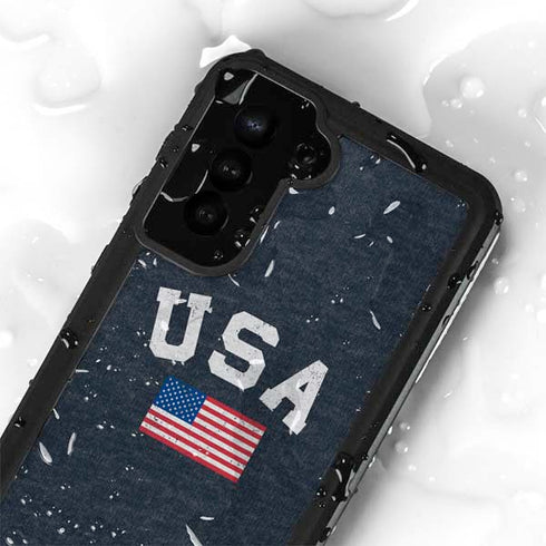 USA with American Flag Galaxy S23 Plus Waterproof Case