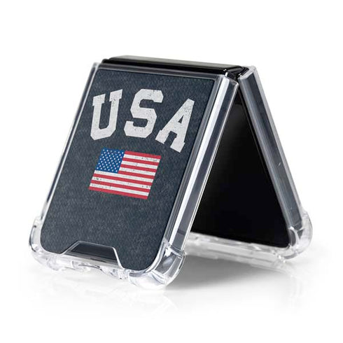 USA with American Flag Galaxy Z Flip5 5G Clear Case