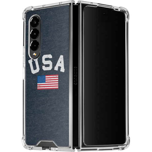USA with American Flag Galaxy Z Fold4 5G Clear Case