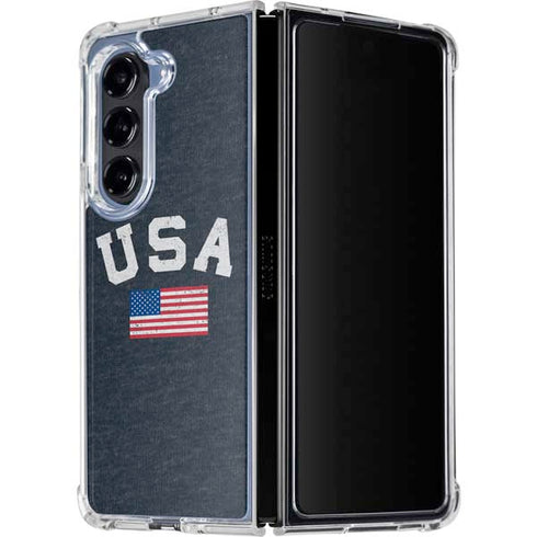 USA with American Flag Galaxy Z Fold5 5G Clear Case