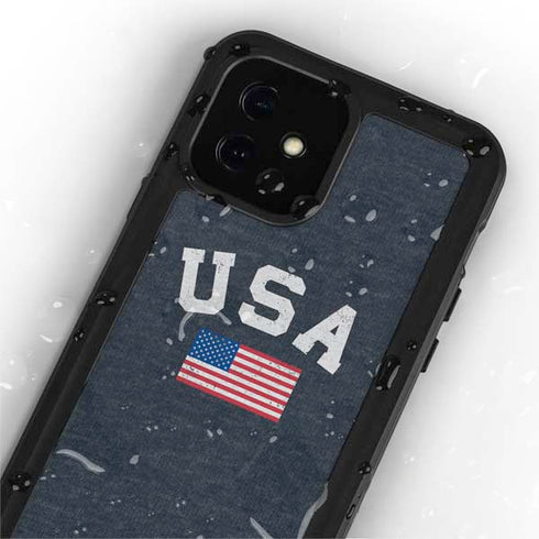 USA with American Flag iPhone 12 Mini Waterproof Case