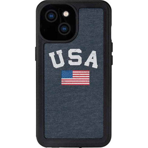USA with American Flag iPhone 13 Mini Waterproof Case