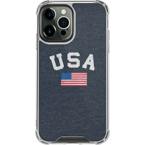 USA with American Flag iPhone 13 Pro Max Clear Case