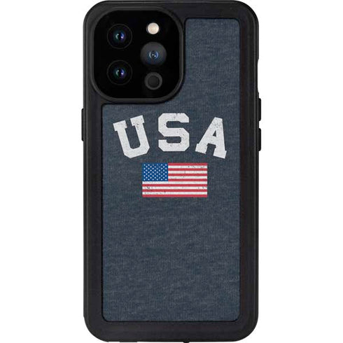 USA with American Flag iPhone 14 Pro Max Waterproof Case