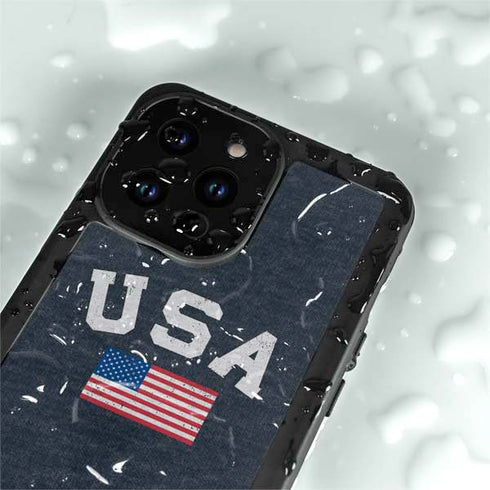 USA with American Flag iPhone 14 Pro Max Waterproof Case