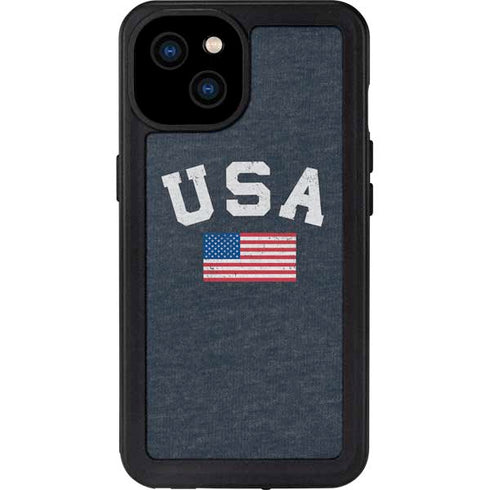 USA with American Flag iPhone 15 Plus Waterproof Case