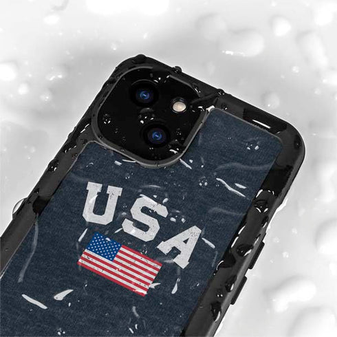 USA with American Flag iPhone 15 Plus Waterproof Case