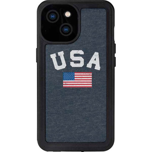 USA with American Flag iPhone 15 Waterproof Case